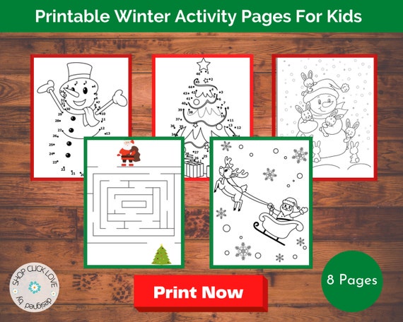 Printable Winter Activity Pages for Kids Winter-themed | Etsy