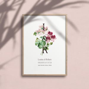 Personalisiertes Verlobungsgeschenk, personalisiertes Hochzeitsgeschenk, Verlobungspaare Initialen Druck, personalisierter Druck, maßgeschneidertes Hochzeitsgeschenk Druck