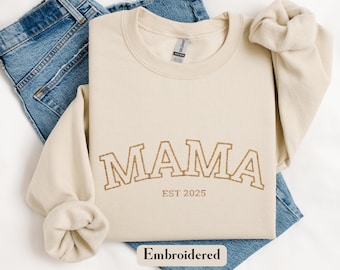 Sudadera bordada personalizada para mamá, sudaderas personalizadas para mamá, camiseta para mamá, sudadera con anuncio de bebé