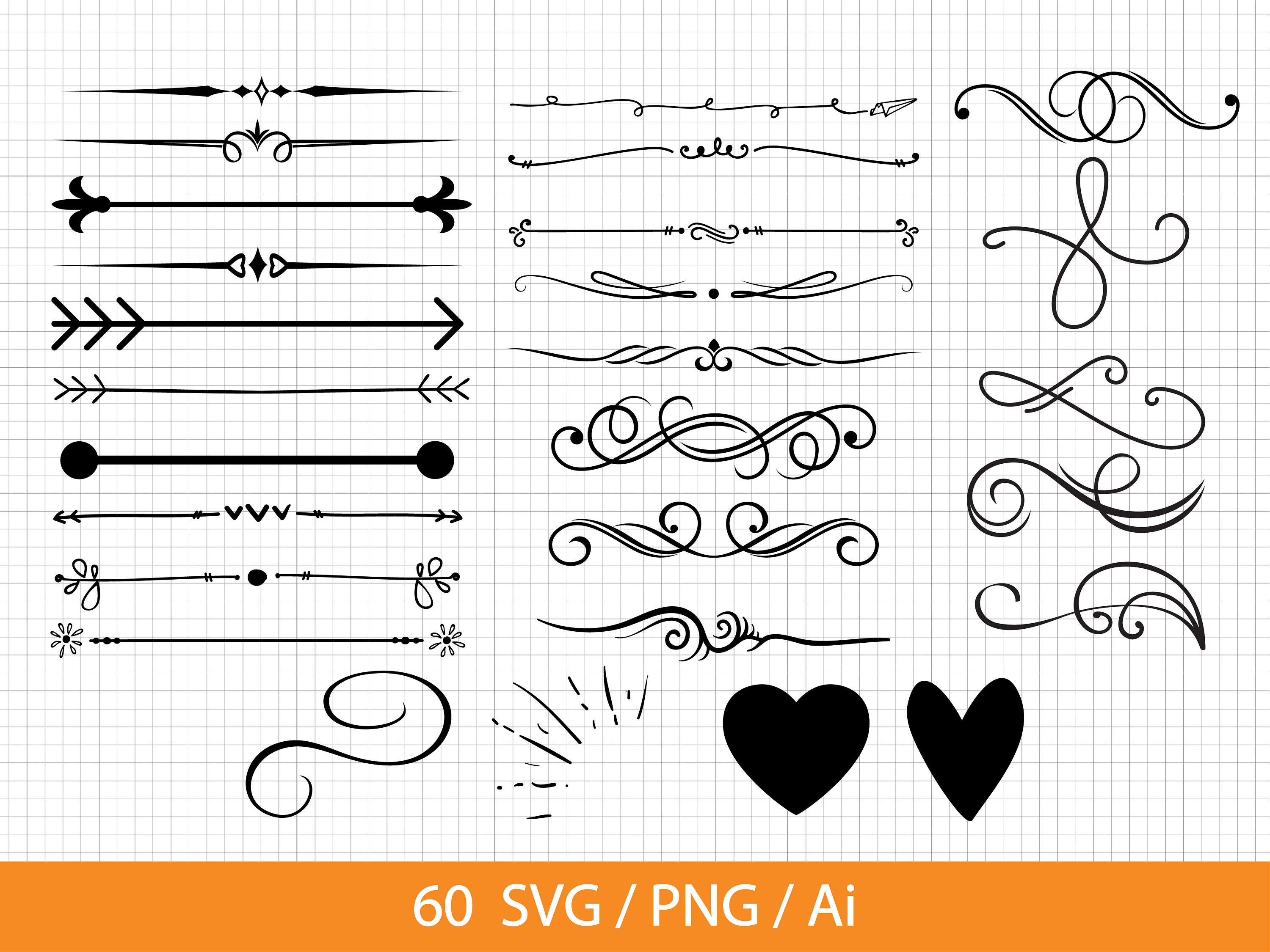 Lines, Vines, Wreaths - Text decoration set 1 SVG/PNG/Ai Digital download for cricut