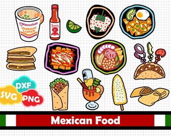 Comida Mexicana, Clipart Mexicano - SVG/PNG/DXF - Archivo de corte para Cricut&Silhouette