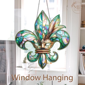 Louisiana Fleur De Lis Acrylic Window Hanging, Fleur de Lis Window Decor, Louisiana Gift Hanging Sign, Louisiana Festival Home Decor