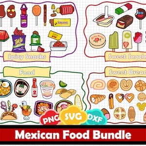 Comida Mexicana, Pan dulce svg, Bocadillos Picantes Mexicanos, Bocadillos Dulces Mexicanos, Clipart Mexicano - SVG/PNG/DXF - Archivo de corte para Cricut&Silhouette