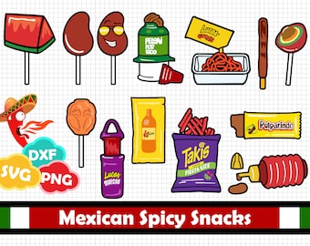 Mexican Spicy Snacks, Mexican Clipart - SVG/PNG/DXF - Cut file for Cricut&Silhouette
