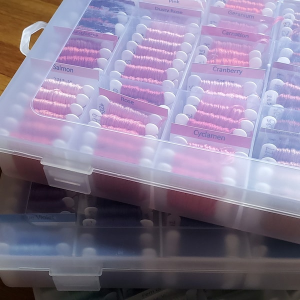 Plastic organization box for thread and floss