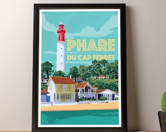 Cartel de la cuenca de Arcachon - El faro de Cap Ferret