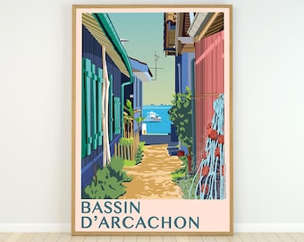 Poster of the Arcachon Basin - The village of L'Herbe