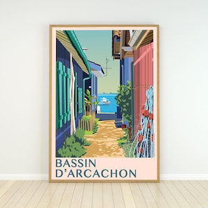 Plakat des Beckens von Arcachon - Das Dorf L'Herbe
