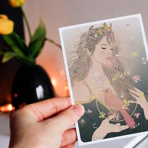 Carte postale Déesse printemps - Collaboration avec l'illustratrice Aurélia Mahé