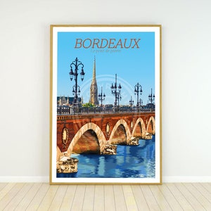Bordeaux City Poster - The Stone Bridge