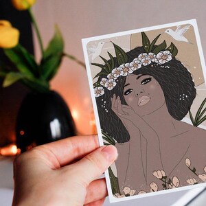 Carte postale Portrait Vahiné - Collaboration avec l'illustratrice Aurélia Mahé