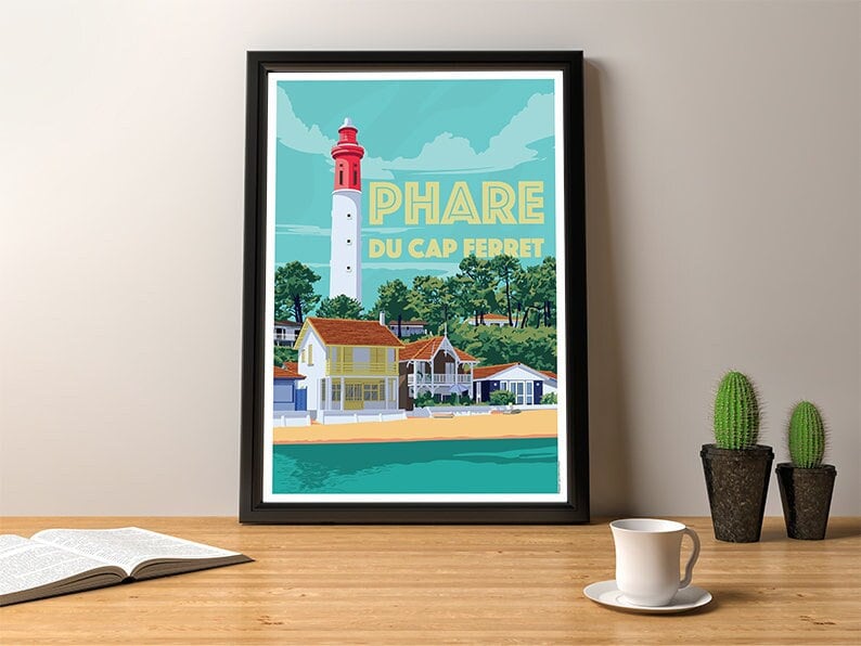 Affiche Du Bassin d'arcachon - Le Phare Cap Ferret