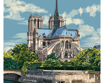 Paris Poster - Notre Dame - Etsy