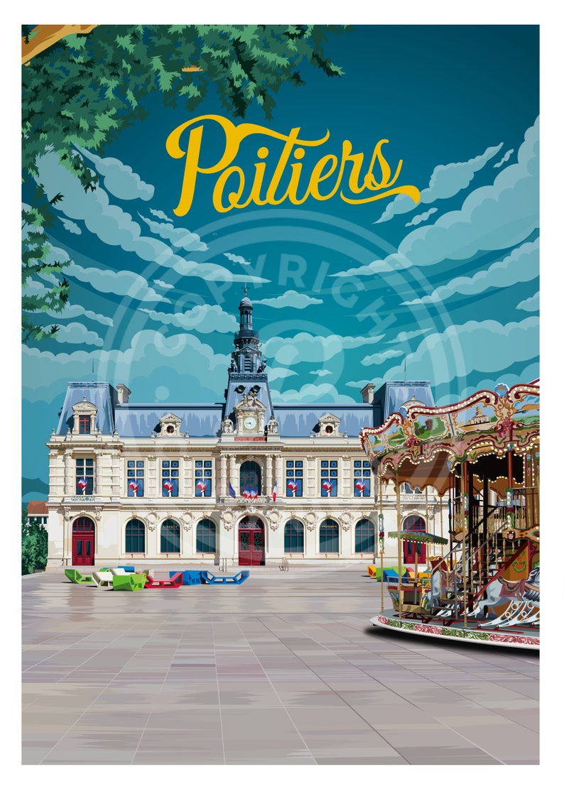 Cartel de la ciudad de Poitiers imagen 2