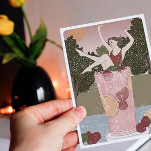 Carte postale Cocktail - Collaboration avec l'illustratrice Aurélia Mahé