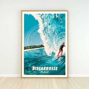 Biscarrosse Beach Poster - Surfing