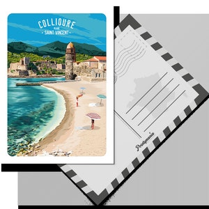 Carte postale de la ville de Collioure - Plage St Vincent