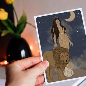 Carte postale Astro lion - Collaboration avec l'illustratrice Aurélia Mahé