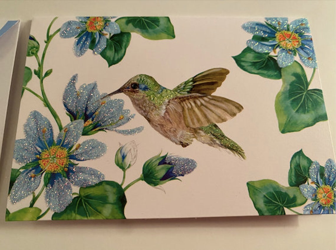 1 funkelnde Vintage Kolibri Karte mit passenden Umschlag - Etsy.de