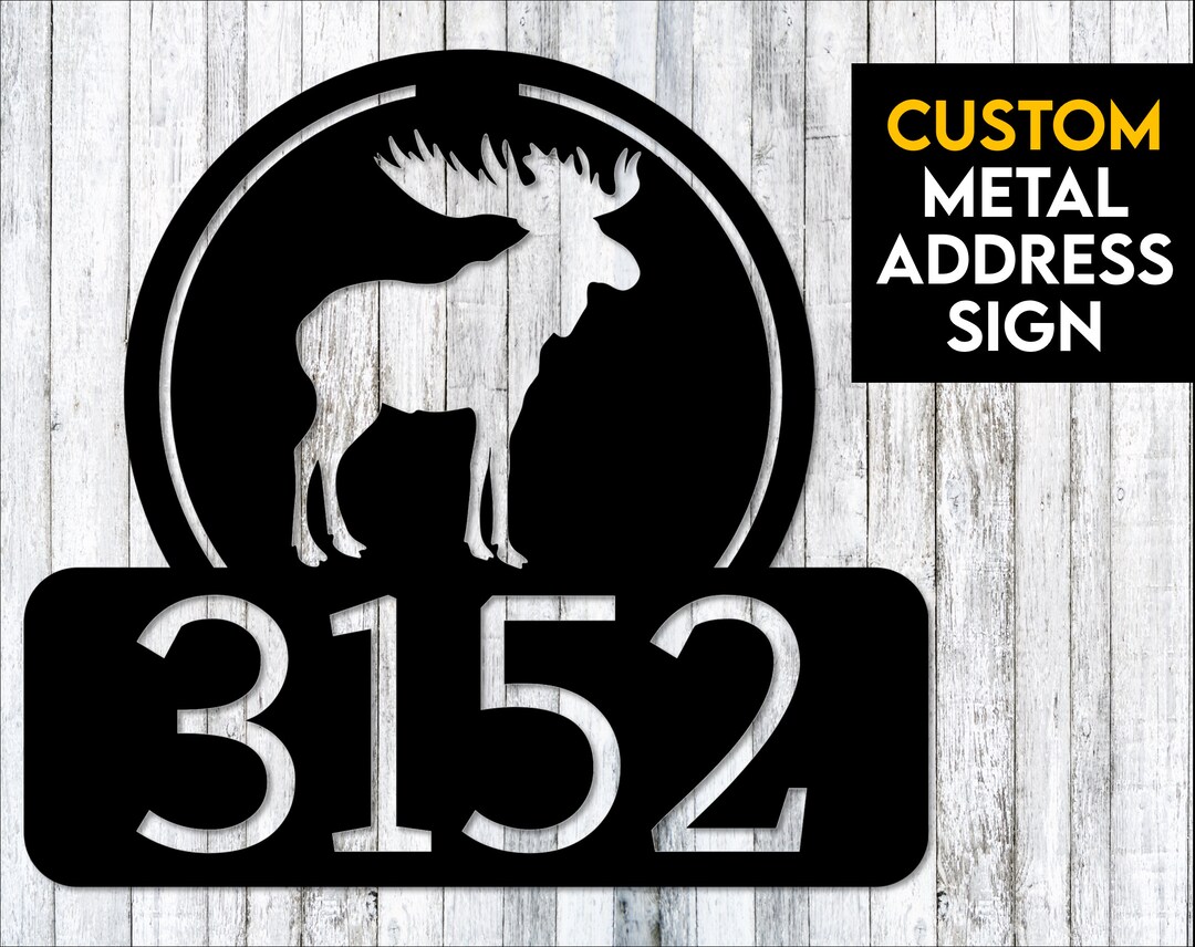 Moose Address Sign Personalized Metal Custom Address Etsy