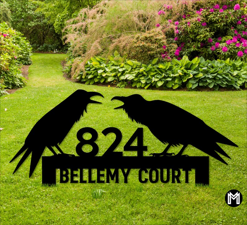 Raven / Crow Metal Address Sign Custom Address Sign Crow Etsy