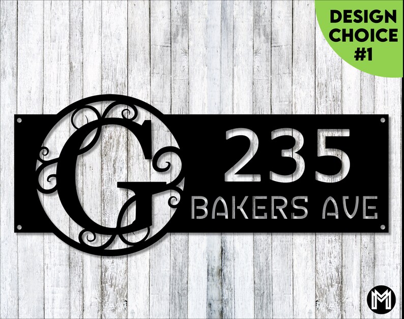 Monogram Address Sign Metal Modern Address Sign for Yard Etsy