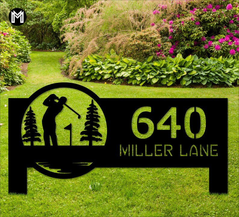 Golfers Address Sign Metal Hanging Address Sign for Yard Etsy