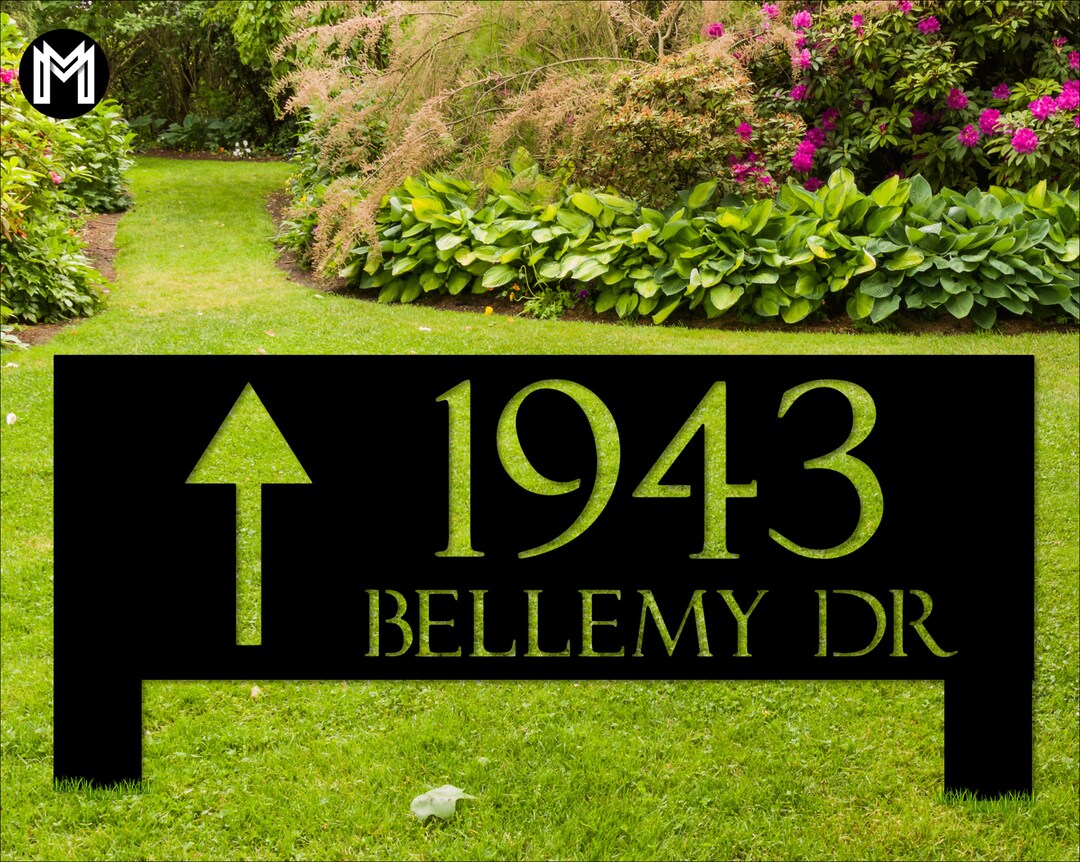 Arrow Address Sign Metal Steel Custom Address Yard Sign Porch Decor