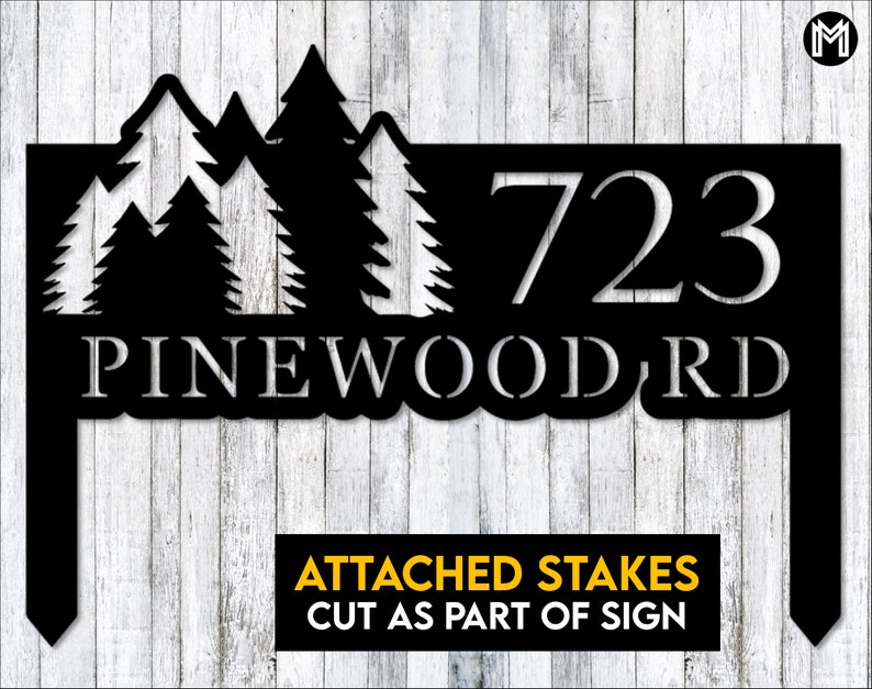 pine-tree-address-sign-hanging-custom-metal-address-sign-etsy