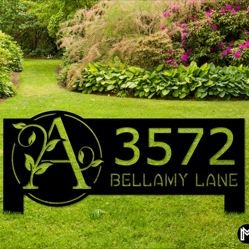 Hanging Address Sign Metal Monogram Address Sign for Yard Etsy