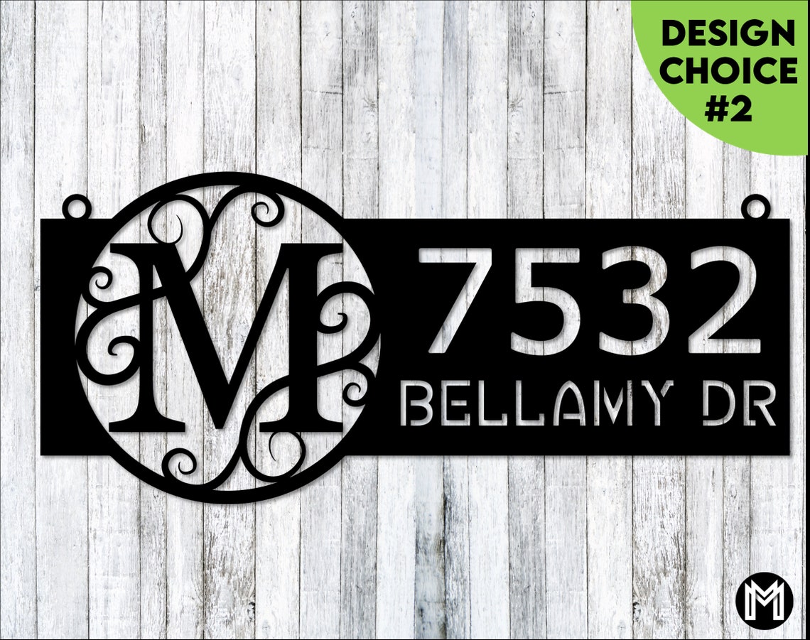 Monogram Address Sign Modern Address Sign for Yard Metal Etsy