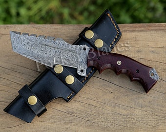 Handmade Damascus Tracker Hunting Knife With Micarta Handle Gift for Husband Anniversary Gift Survival Knife Groomsmen Gift-Gift for Father