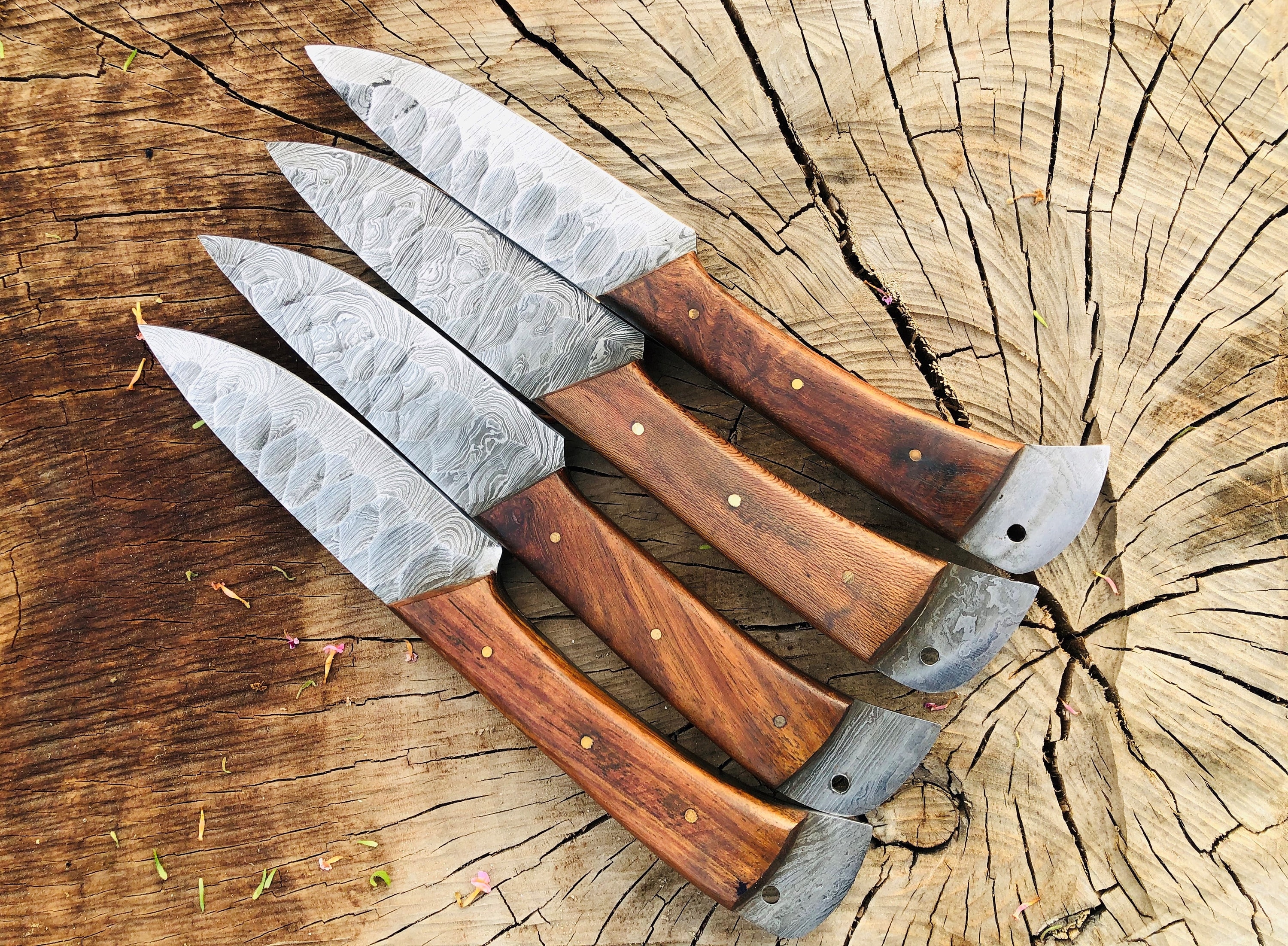 Denton Damascus Steel Steak Knives - Set of 4 – Forseti Steel