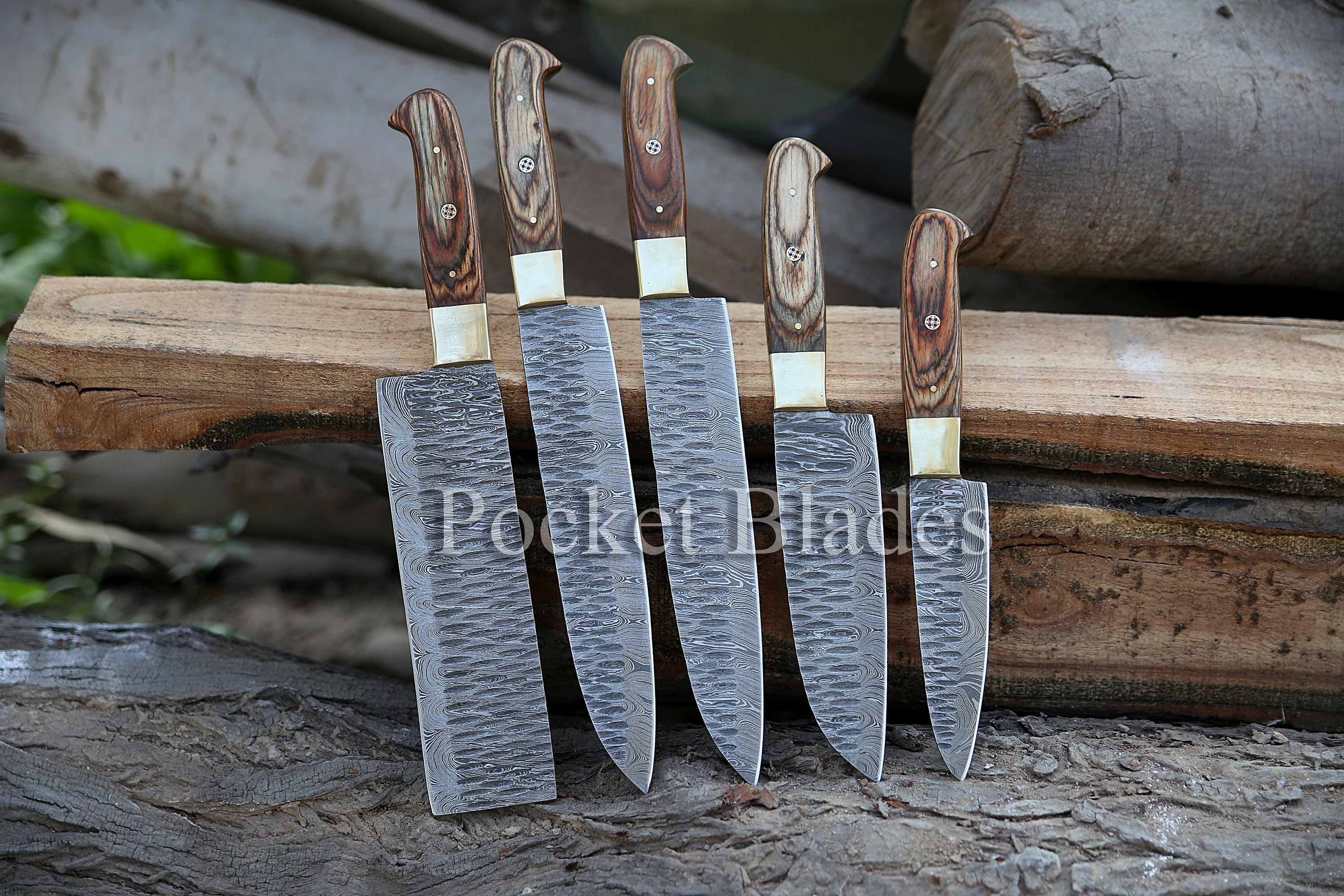 Hand Forged Carbon Steel Chef's Knife Set of 5 BBQ Knife Kitchen Knives Gift  for Boyfriend Anniversary Gift-gift for Him Groomsmen Gift 