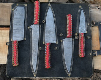 Handmade Damascus Chef's Knife Set of 5 BBQ Knife Kitchen Knife Gift for Her Groomsmen Gift Camping Knife Gift for Hm Limited Edition