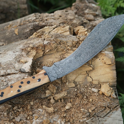 Handmade Damascus Kukri Knife with hotsell Stylish Wood Handle Survival Knife Anniversary Gift Camping Knife for Him Groomsmen Gift Thanksgiving