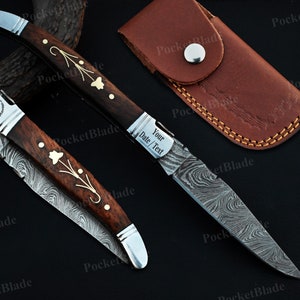 Damascus Pocket Knife Handmade Folding Knife Gift For Boyfriend Birthday Gift for Him Anniversary Gift Valentine Gift Groomsmen Gift For Her