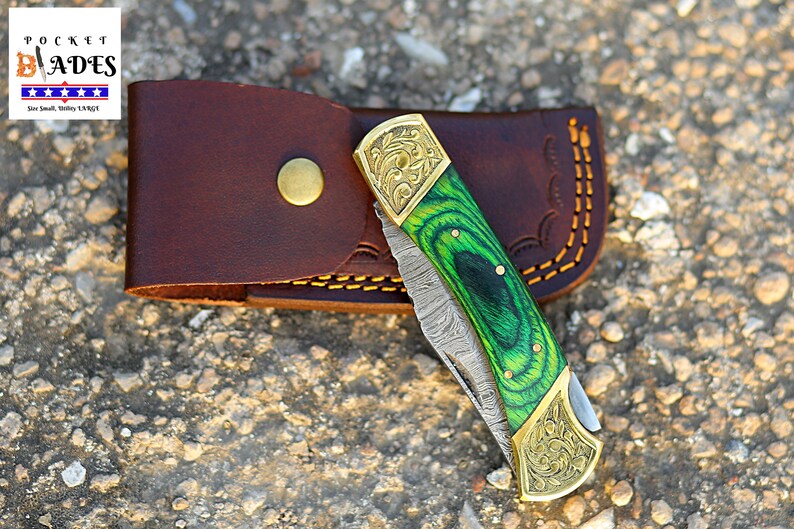 Damascus Pocket Knife Handmade Folding Knife Gift for Etsy