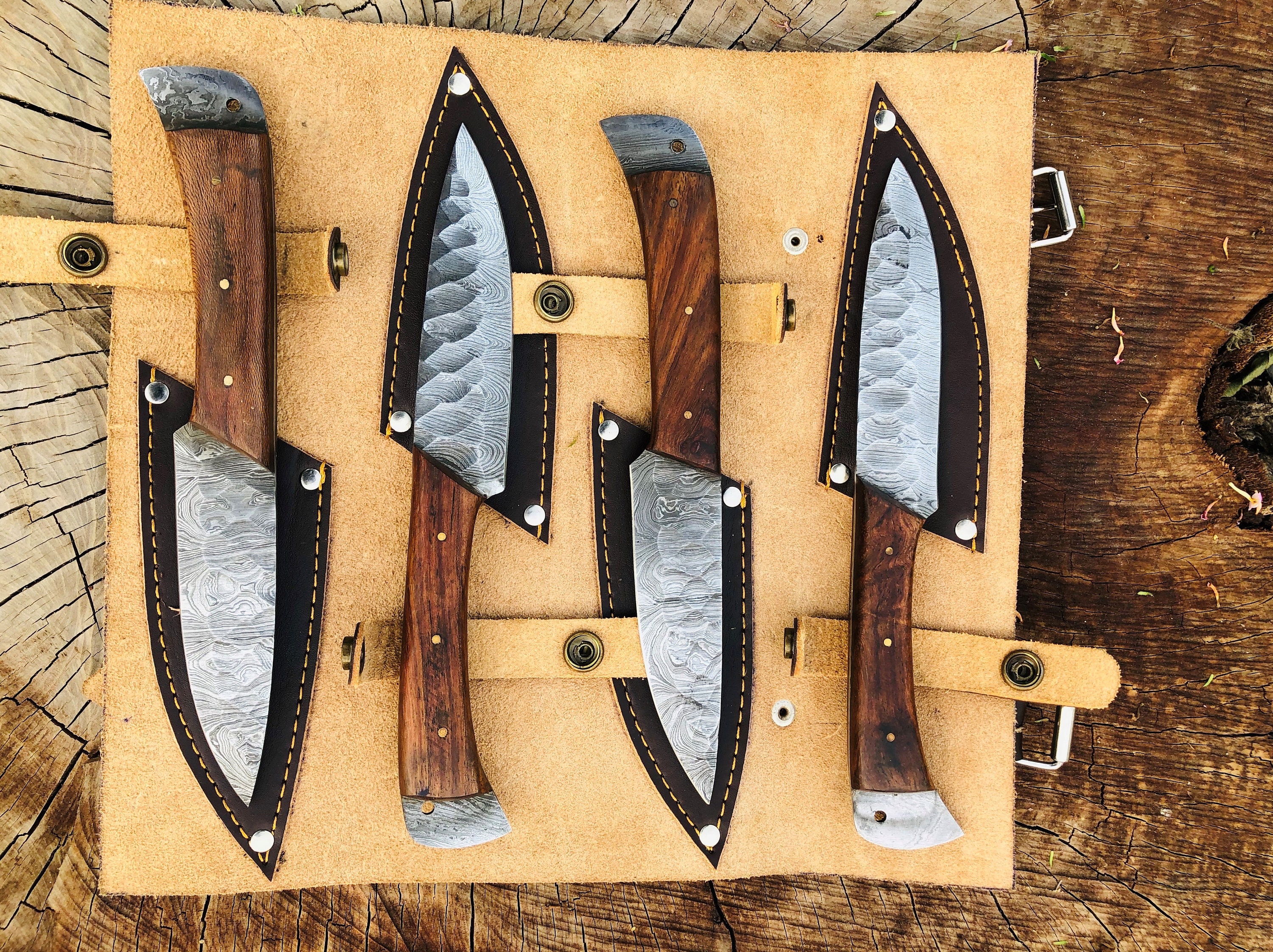 Handmade Damascus Steak Knife Set of 4 BBQ Knife Kitchen Knives Gift for  Father Anniversary Gift Camping Knife Gift for Him Groomsmen Gift 