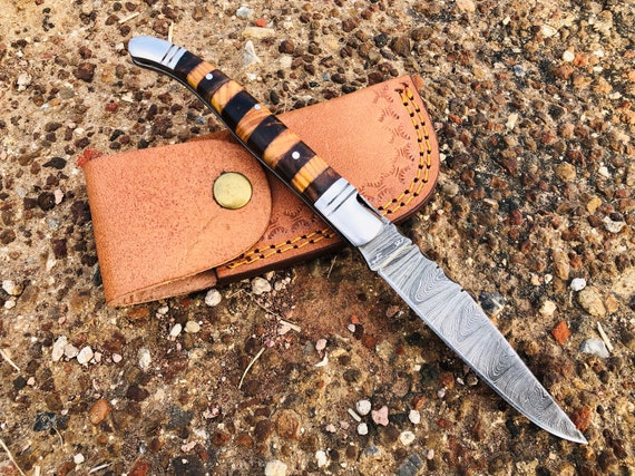Damascus Folding Knife Handmade Damascus Steel Folding Knife - Etsy