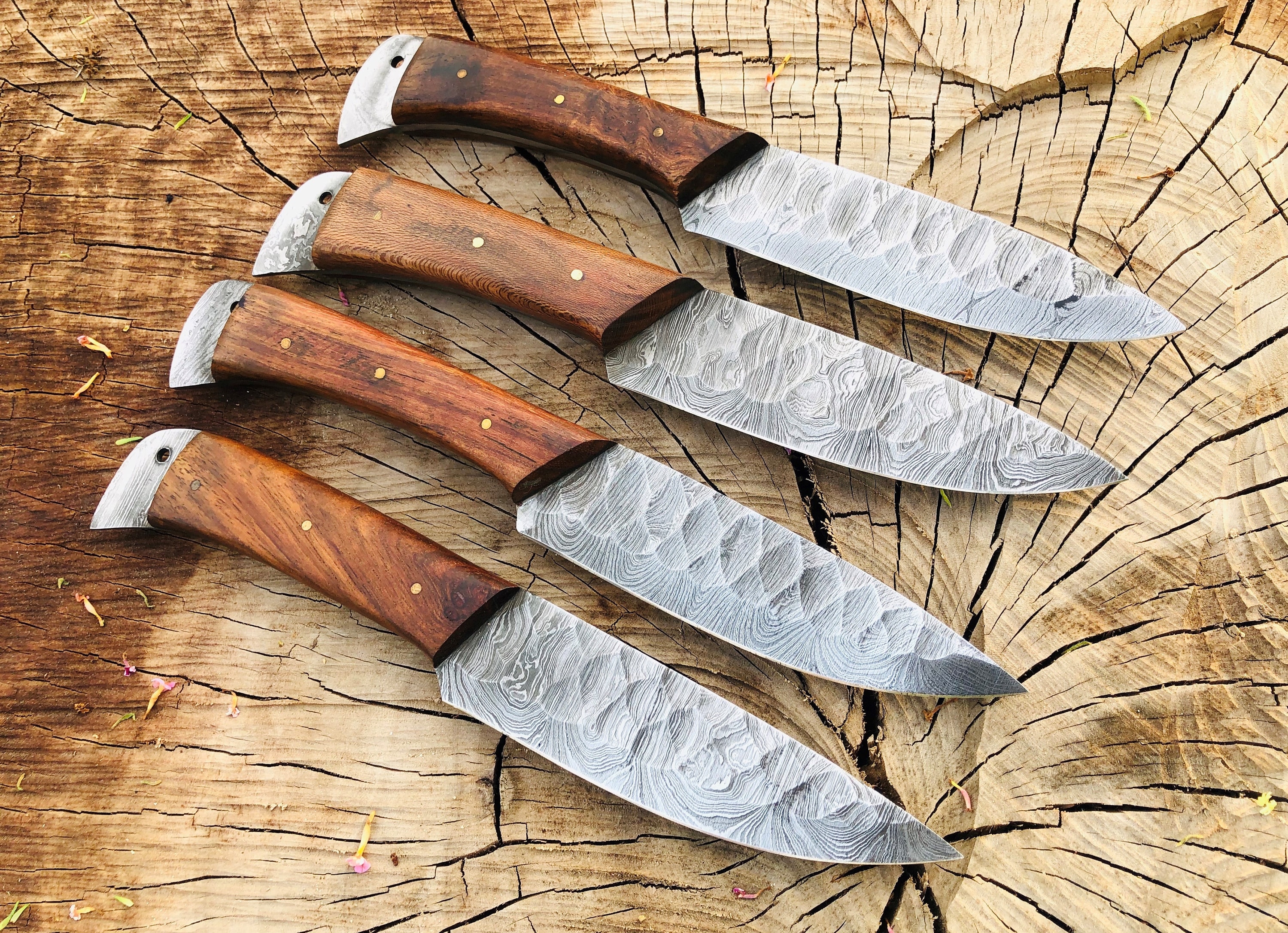 Denton Damascus Steel Steak Knives - Set of 4 – Forseti Steel
