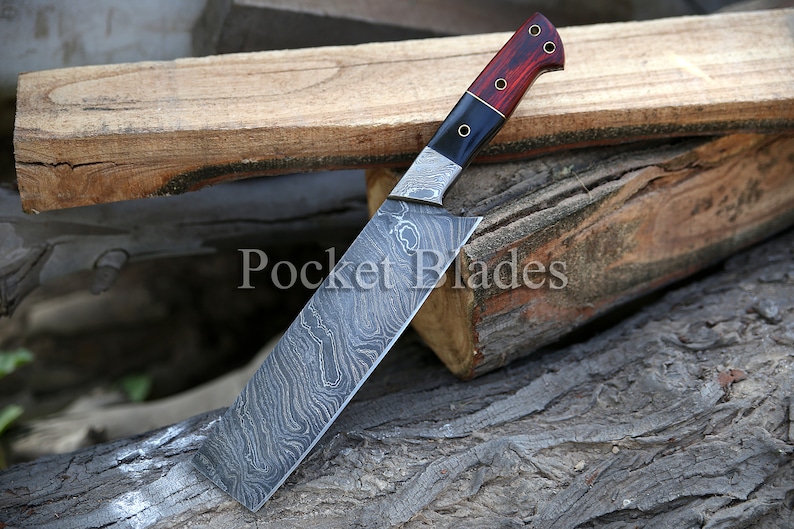 Handmade Damascus Chopper With Black Horn Handle Gift for Husband shops Kitchen Knife Anniversary Gift Chef Knife Groomsmen Gift-Gift for Father