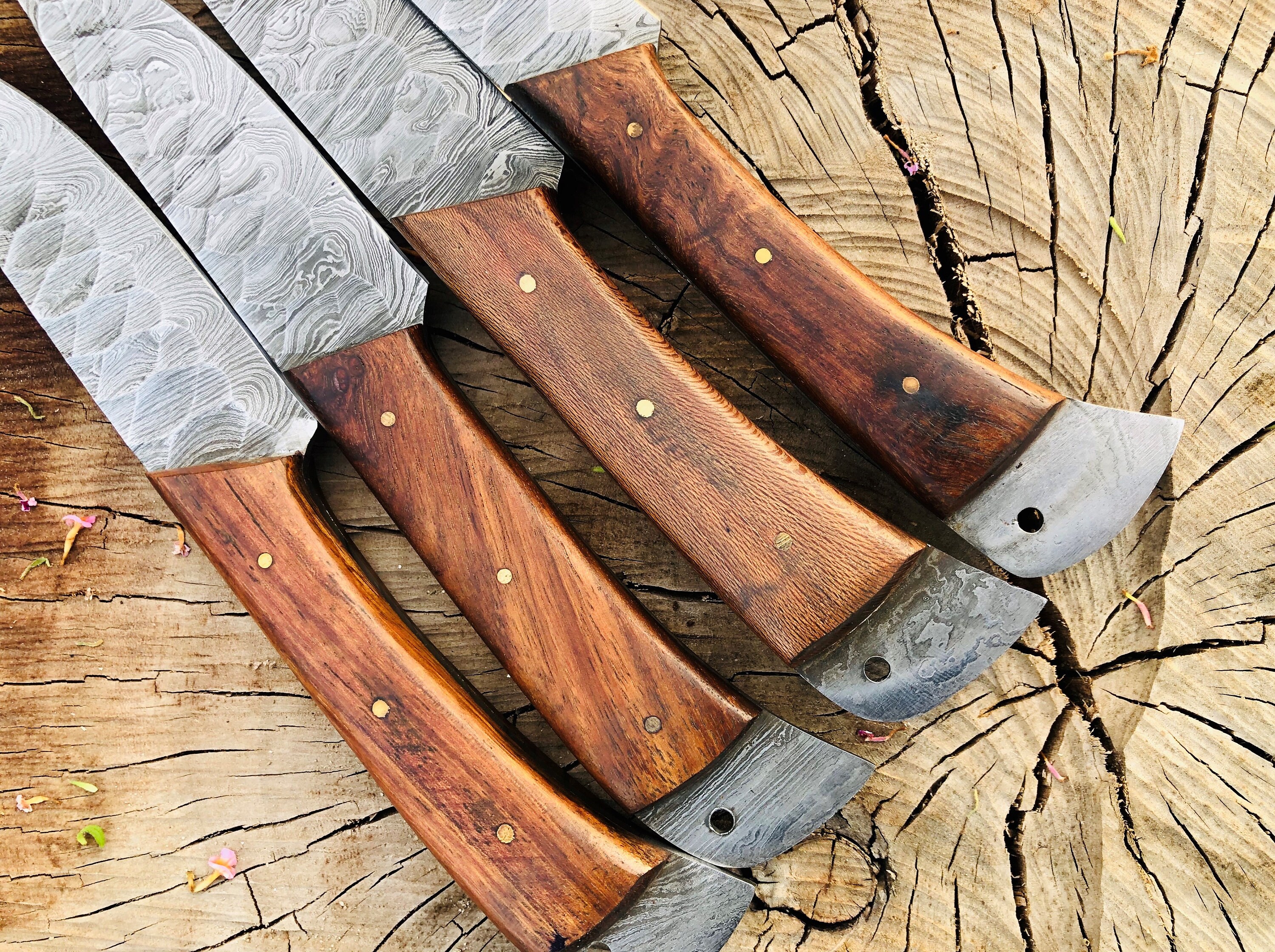 Handmade Damascus Cheese Knife Set of 5 Pcs With Olivewood Handle Birthday  Gift Steak Knife Groomsmen Gift Thanksgiving Gift for Husband 