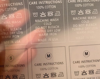 100 etiquetas para ropa sin etiqueta, transferencia térmica, tóner blanco