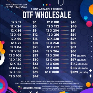 Full Color DTF Gang Sheets 12" Width Transfers