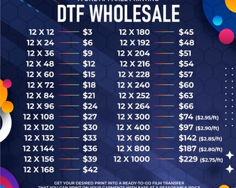 Full Color DTF Gang Sheets 12" Width Transfers