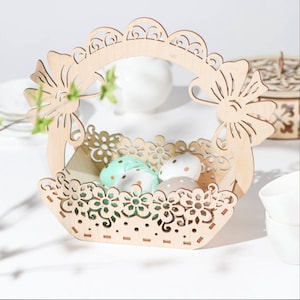 Easter Candy Basket Laser Cut CDR File glowforge Laser Cnc Cut svg dxf pdf eps cdr files wall sticker engraving decal silhouette templat