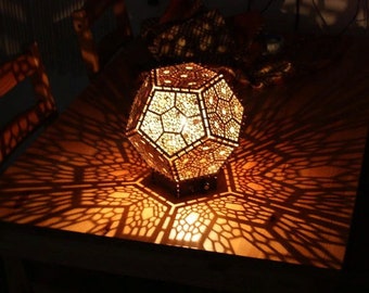 Laser cut dodecahedron lamp decor  glowforge Laser Cnc Cut svg dxf pdf eps cdr files wall sticker engraving decal silhouette