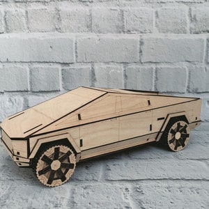 Corte láser madera tesla cybertruck 3D rompecabezas svg 3 mm Glowforge Laser Cnc Cut svg dxf pdf eps cdr archivos pared pegatina grabado calcomanía