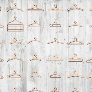 Laser Cut Custom Wooden Clothing Hangers bundle Digital Vector glowforge Laser Cnc Cut svg dxf pdf eps cdr files wall sticker engraving deca